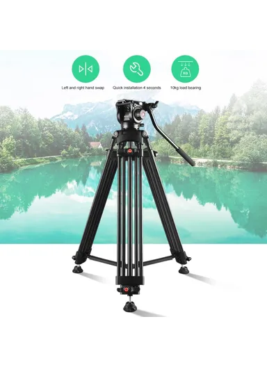  80-160cm Aluminum Alloy Camera Tripod with Hydraulic Damping Gimbal  PU3047