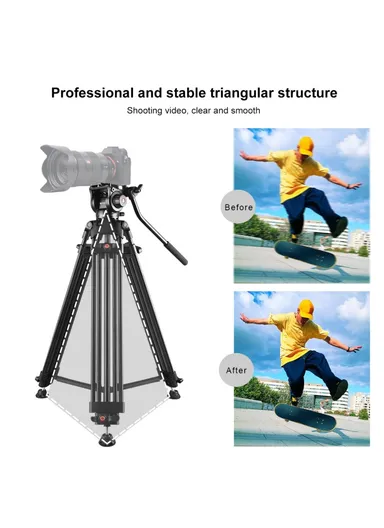  80-160cm Aluminum Alloy Camera Tripod with Hydraulic Damping Gimbal  PU3047
