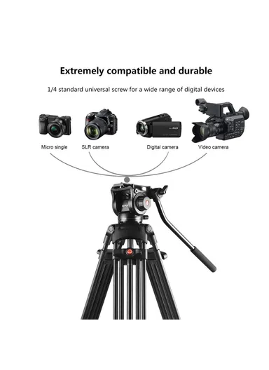  80-160cm Aluminum Alloy Camera Tripod with Hydraulic Damping Gimbal  PU3047