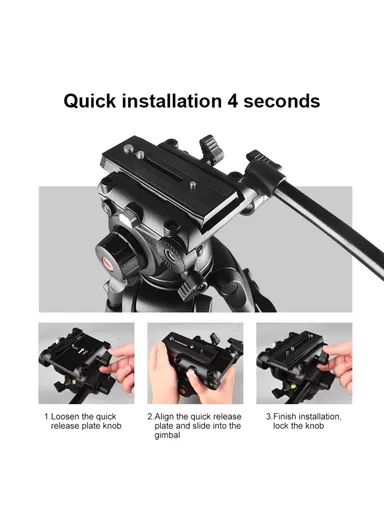  80-160cm Aluminum Alloy Camera Tripod with Hydraulic Damping Gimbal  PU3047