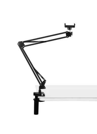 Foldable Suspension Arm Phone Holder 360 Degree Rotation Desk Mount for Smartphones Up to 6.8 Inch PU650B