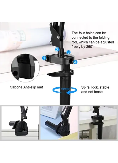 Foldable Suspension Arm Phone Holder 360 Degree Rotation Desk Mount for Smartphones Up to 6.8 Inch PU650B