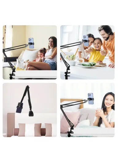 Foldable Suspension Arm Phone Holder 360 Degree Rotation Desk Mount for Smartphones Up to 6.8 Inch PU650B