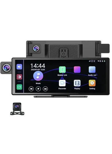  2K Front + 1080P Rear Dual Lens 10.26 Inch Bluetooth-compatible CarPlay, Car Dash ,Cam AHD Camera with 2 Brackets R5026