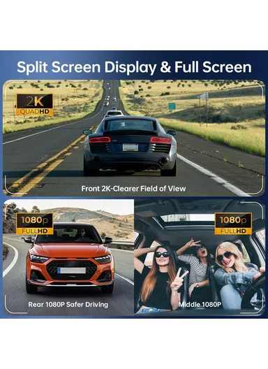  2K Front + 1080P Rear Dual Lens 10.26 Inch Bluetooth-compatible CarPlay, Car Dash ,Cam AHD Camera with 2 Brackets R5026