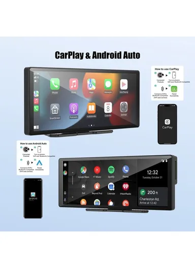  2K Front + 1080P Rear Dual Lens 10.26 Inch Bluetooth-compatible CarPlay, Car Dash ,Cam AHD Camera with 2 Brackets R5026