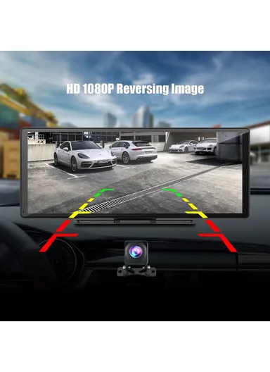  2K Front + 1080P Rear Dual Lens 10.26 Inch Bluetooth-compatible CarPlay, Car Dash ,Cam AHD Camera with 2 Brackets R5026