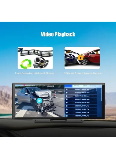  2K Front + 1080P Rear Dual Lens 10.26 Inch Bluetooth-compatible CarPlay, Car Dash ,Cam AHD Camera with 2 Brackets R5026