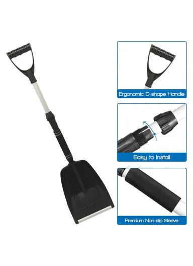 Extendable Detachable Car Snow Shovel Plastic &amp; Aluminum Blade Winter Snow Ice Removal Tool