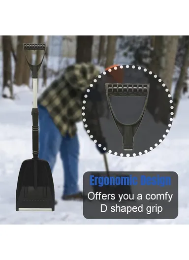 Extendable Detachable Car Snow Shovel Plastic &amp; Aluminum Blade Winter Snow Ice Removal Tool