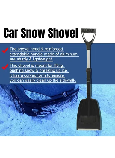 Extendable Detachable Car Snow Shovel Plastic &amp; Aluminum Blade Winter Snow Ice Removal Tool