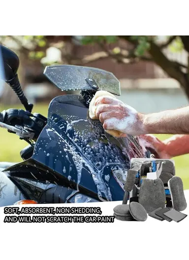 9Pcs / Set Car Cleaning Tools Sponge Microfiber Towel Brush Glove Car Washing Tools