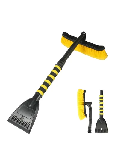 Detachable ABS &amp;Sponge Snow Removal Shovel Winter Car Windshield Snow Scraper Rotatable Brush (L54 x W27)cm - Yellow
