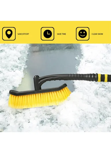Detachable ABS &amp;Sponge Snow Removal Shovel Winter Car Windshield Snow Scraper Rotatable Brush (L54 x W27)cm - Yellow