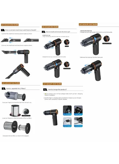 Handheld Mini Car Vacuum Cleaner Rechargeable Wireless Powerful Suction Cleaning Device