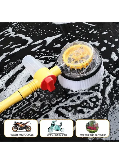 Portable Car Washing Kit with 5m Water Hose, Car Wash Brush Long Handle Rotary Mop Automatic Foam Cleaner
