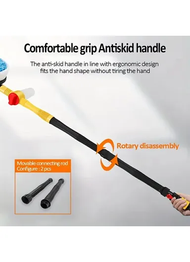 Portable Car Washing Kit with 5m Water Hose, Car Wash Brush Long Handle Rotary Mop Automatic Foam Cleaner