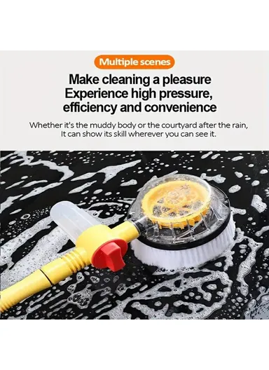 Portable Car Washing Kit with 5m Water Hose, Car Wash Brush Long Handle Rotary Mop Automatic Foam Cleaner