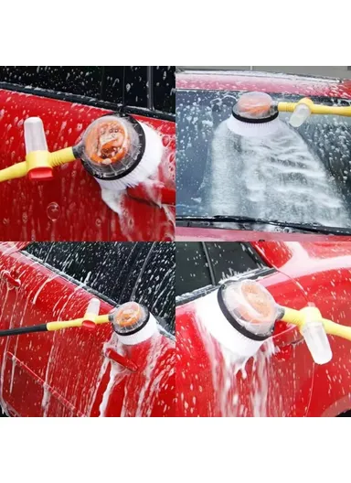 Portable Car Washing Kit with 5m Water Hose, Car Wash Brush Long Handle Rotary Mop Automatic Foam Cleaner