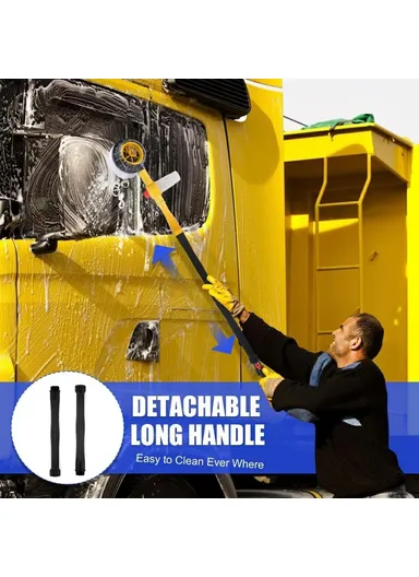 Portable Car Washing Kit with 5m Water Hose, Car Wash Brush Long Handle Rotary Mop Automatic Foam Cleaner