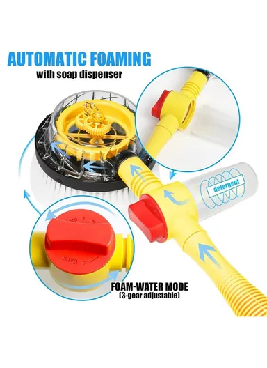 Portable Car Washing Kit with 5m Water Hose, Car Wash Brush Long Handle Rotary Mop Automatic Foam Cleaner