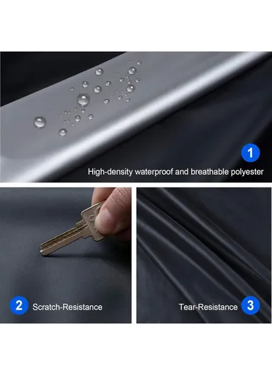 Waterproof Outdoor Car Cover for Sedan SUV Hatchback, UV Protection Cover with Reflective Strips - Black &amp; Blue / XXL