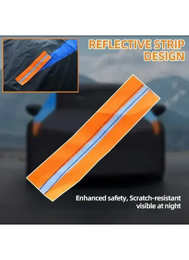 Waterproof Outdoor Car Cover for Sedan SUV Hatchback, UV Protection Cover with Reflective Strips - Black &amp; Blue / XXL