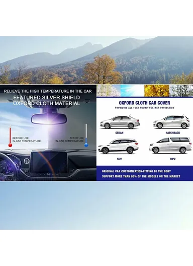 Waterproof Outdoor Car Cover for Sedan SUV Hatchback, UV Protection Cover with Reflective Strips - Black &amp; Blue / XXL