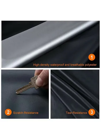 Waterproof Outdoor Car Cover for Sedan SUV Hatchback, UV Protection Cover with Reflective Strips - Black &amp; Orange / XL