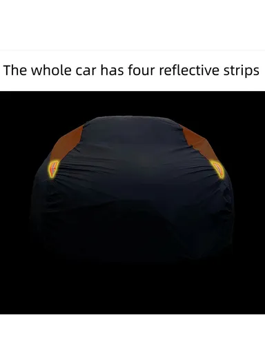 Waterproof Outdoor Car Cover for Sedan SUV Hatchback, UV Protection Cover with Reflective Strips - Black &amp; Orange / XXL