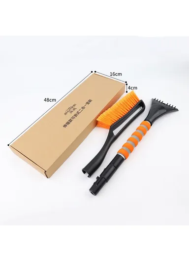 Winter Car Windshield Snow Scraper Brush Detachable Dual Head Snow Ice Removal Shovel - Orange