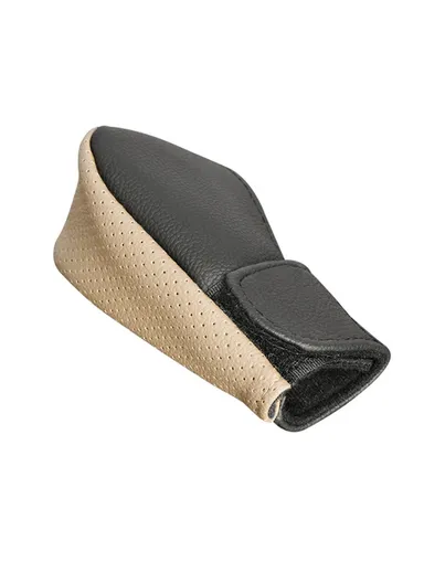PU Leather Car Shift Knob Stick Cover Breathable Anti-skid Car Gear Shifter Cover - Beige &amp; Black