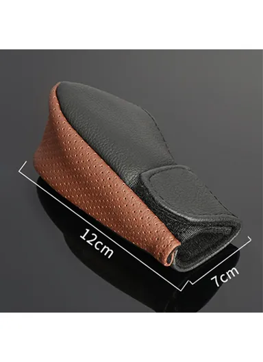 PU Leather Car Shift Knob Stick Cover Breathable Anti-skid Car Gear Shifter Cover - Beige &amp; Black