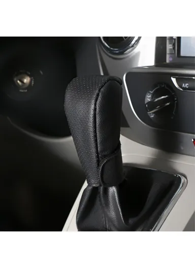 PU Leather Car Shift Knob Stick Cover Breathable Anti-skid Car Gear Shifter Cover - Black