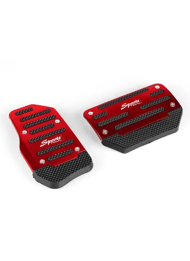 2PCS Universal Car Vehicle Accelerator Brake Non-Slip Rest Pedal Cover Car Replacement Accessories (Automatic Control) - Red