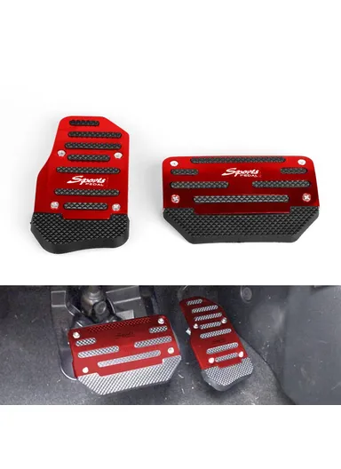 2PCS Universal Car Vehicle Accelerator Brake Non-Slip Rest Pedal Cover Car Replacement Accessories (Automatic Control) - Silver