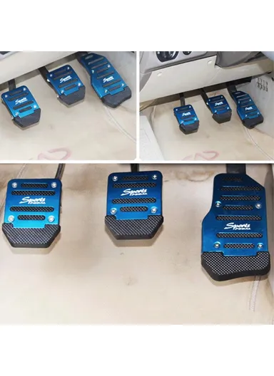 3PCS Non-Slip Car Vehicle Accelerator Brake Pedal Cover Car Replacement Accessories (Manual Control) - Silver