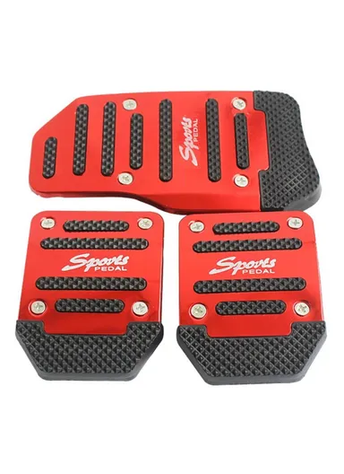 3PCS Non-Slip Car Vehicle Accelerator Brake Pedal Cover Car Replacement Accessories (Manual Control) - Red