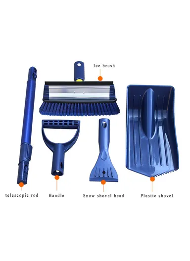 Multifunctional Snow Ice Removal Tool Set, Telescopic Pole Ice Shovel Kit B15