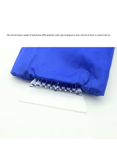 Warm Fleece Gloves Ice Scraper Gloves Winter ABS+PS Cleaning Snow Shovel for Car Windshields &amp; Windows - Dark Blue