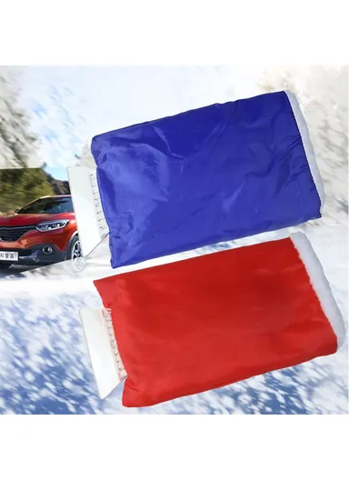 Warm Fleece Gloves Ice Scraper Gloves Winter ABS+PS Cleaning Snow Shovel for Car Windshields &amp; Windows - Dark Blue