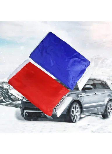 Warm Fleece Gloves Ice Scraper Gloves Winter ABS+PS Cleaning Snow Shovel for Car Windshields &amp; Windows - Dark Blue