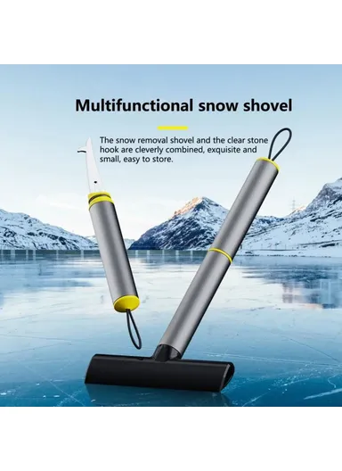 TPU+Aluminum Alloy 2-in-1 Car Window Double-sided Snow Removal Shovel Tire Gravel Cleaning Tool