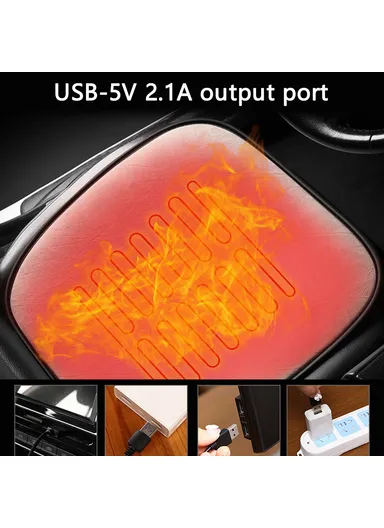USB Heating Pad for Car 3 Temperature Car Seat Cover Cushion - Black