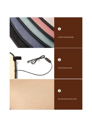 USB Heating Pad for Car 3 Temperature Car Seat Cover Cushion - Grey