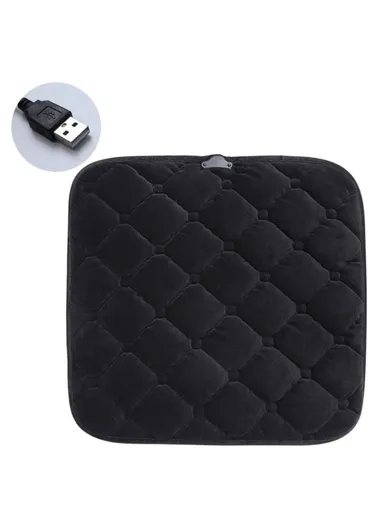 USB 5V Car Heating Cushion Winter Non-Slip Seat Cover Warmer with Touch Switch - Black