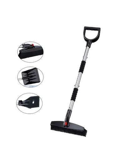 3-in-1 Extendable Detachable Car Windshield Snow Removal Shovel Winter Snow Ice Scraper Brush - Silver