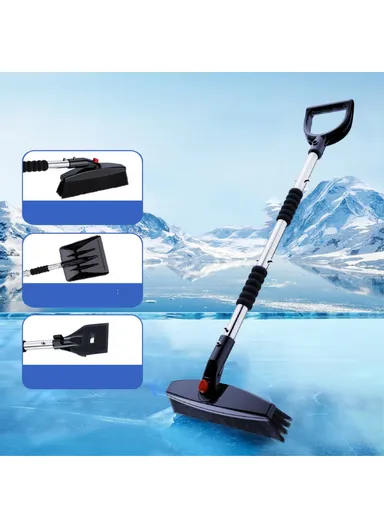 3-in-1 Extendable Detachable Car Windshield Snow Removal Shovel Winter Snow Ice Scraper Brush - Silver