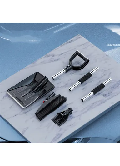3-in-1 Extendable Detachable Car Windshield Snow Removal Shovel Winter Snow Ice Scraper Brush - Silver