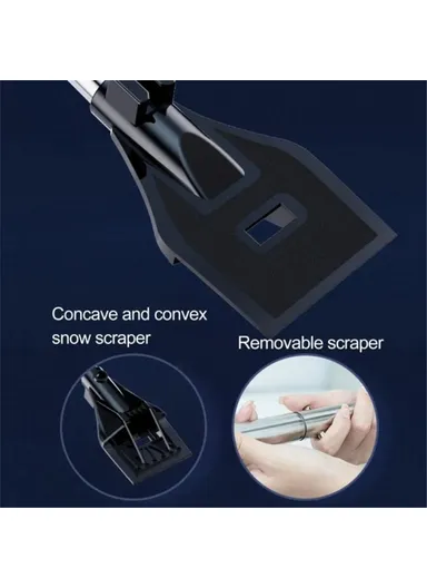 3-in-1 Extendable Detachable Car Windshield Snow Removal Shovel Winter Snow Ice Scraper Brush - Black